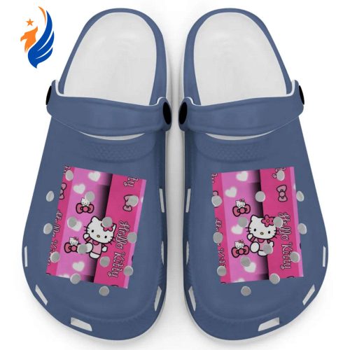 Hello Kitty Pink Stripes Mystic Blue Clogs For Kids And Adults