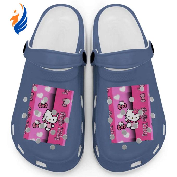 Hello Kitty Pink Stripes Mystic Blue Clogs For Kids And Adults Hello Kitty Pink Stripes Mystic Blue Clogs For Kids And Adults
