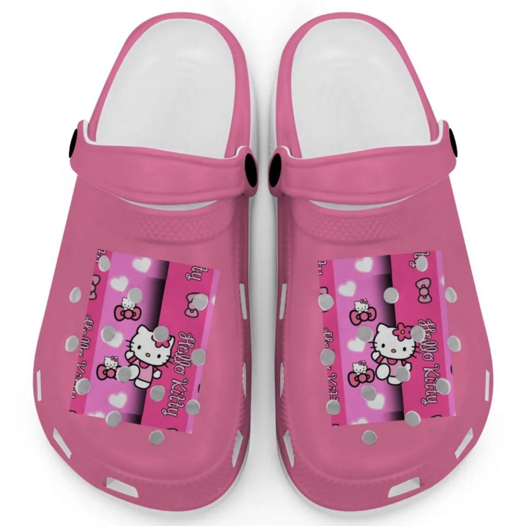 Hello Kitty Pink Stripes Peoni Clogs For Kids And Adults Hello Kitty Pink Stripes Peoni Clogs For Kids And Adults
