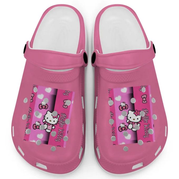 Hello Kitty Pink Stripes Peoni Clogs For Kids And Adults