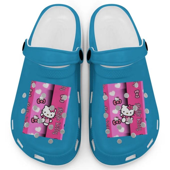 Hello Kitty Pink Stripes Royal Carible Clogs For Kids And Adults
