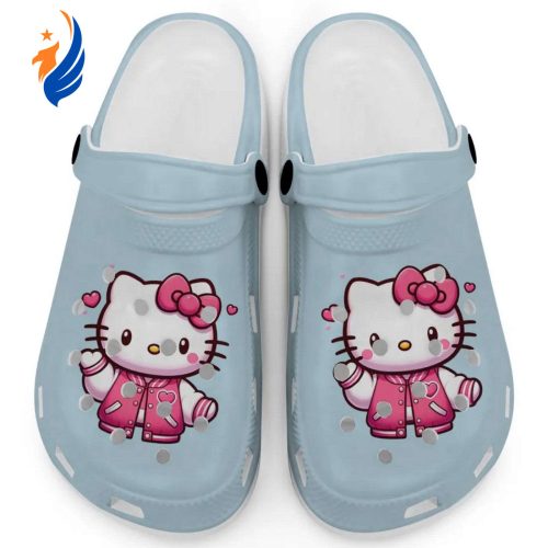 Hello Kitty Wear Pink Bomber Light Blue Clogs For Kids And Adults