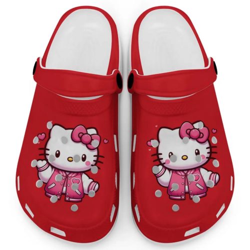 Hello Kitty Wear Pink Bomber Red Clogs For Kids And Adults