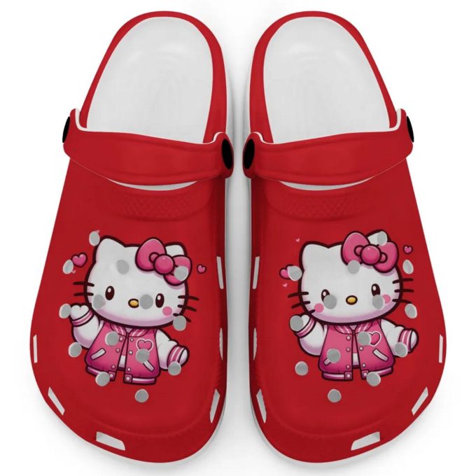 Hello Kitty Wear Pink Bomber Red Clogs For Kids And Adults