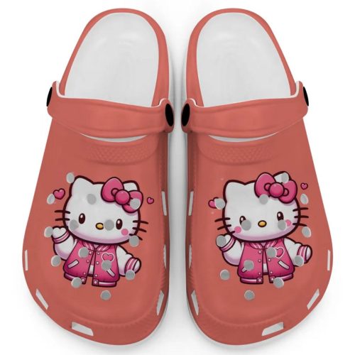 Hello Kitty Wear Pink Bomber Salmon Clogs For Kids And Adults