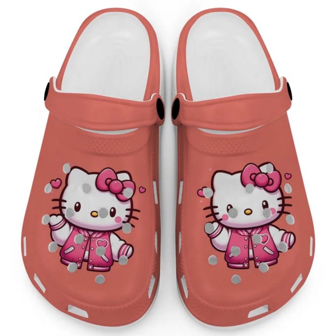 Hello Kitty Wear Pink Bomber Salmon Clogs For Kids And Adults