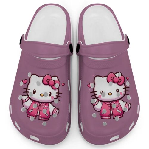 Hello Kitty Wear Pink Bomber Violet Clogs For Kids And Adults