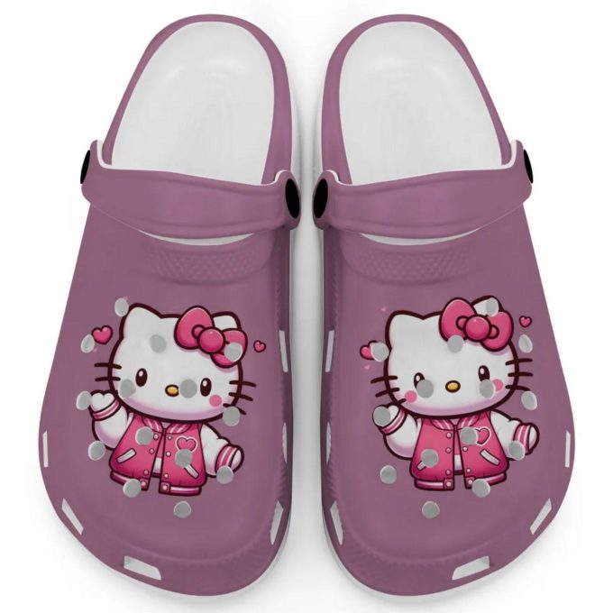 Hello Kitty Wear Pink Bomber Violet Clogs For Kids And Adults