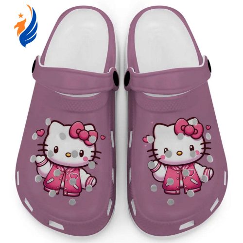 Hello Kitty Wear Pink Bomber Violet Clogs For Kids And Adults