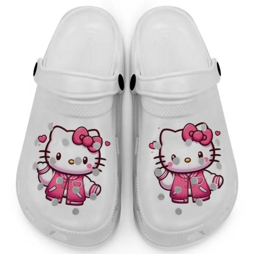 Hello Kitty Wear Pink Bomber White Clogs For Kids And Adults Fast Shipping