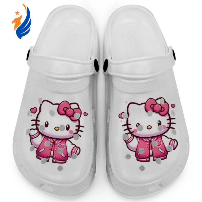 Hello Kitty Wear Pink Bomber White Clogs For Kids And Adults Fast Shipping Hello Kitty Wear Pink Bomber White Clogs For Kids And Adults Fast Shipping