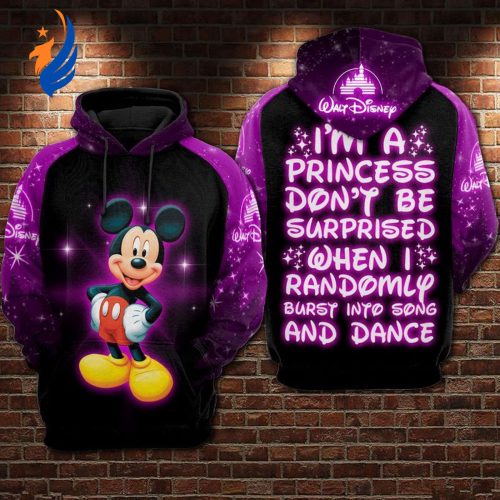 I Am a Disney Princess: Mickey Over Print 3D Hoodie Zip Hoodie - Magical and Fashionable!