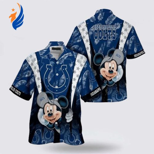 Show Your Colts Pride with this NFL Mickey Mouse Hawaiian Shirt for Fans - Indianapolis Colts Gear
