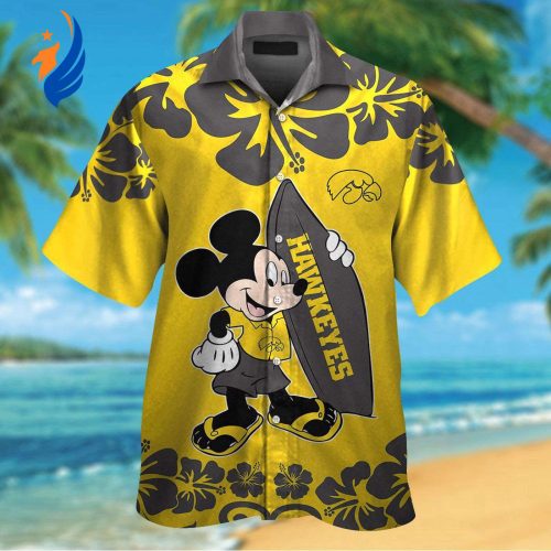 Iowa Hawkeyes & Mickey Mouse Hawaiian Shirt #3 – Show Your Team Spirit with this Fun and Stylish Collab!