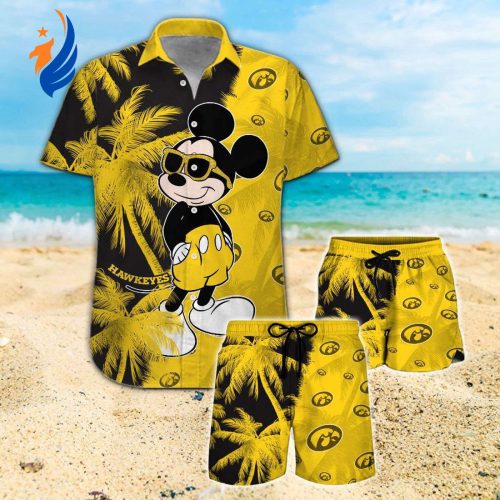 Iowa Hawkeyes & Mickey Mouse Hawaiian Shirt: Show Your Team Spirit with Disney Magic!