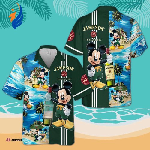 Stylish Jameson Irish Whiskey Mickey Mouse Aloha Summer Beach Hawaiian Shirt – 3D All Over Print