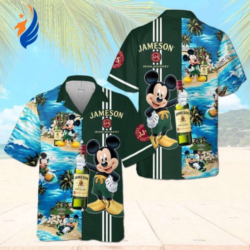 Fun & Stylish: Jameson Irish Whiskey Mickey Mouse Hawaiian Shirt – Perfect Blend of Whiskey Charm & Tropical Vibes!