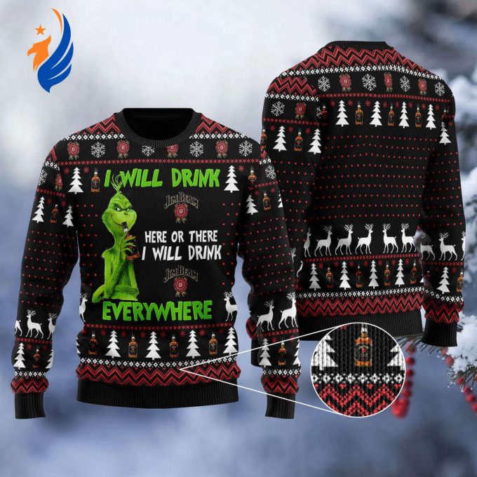 Get Festive with the Jim Beam Grinches Ugly Sweater: Perfect for Holiday Parties & Everywhere Else!
