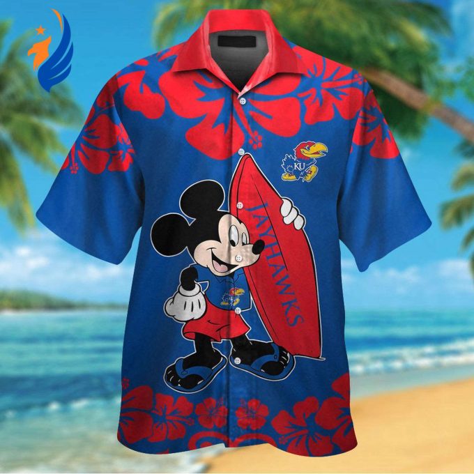 Kansas Jayhawks & Mickey Mouse Hawaiian Shirt #2: Vibrant Sports Fan Apparel Featuring Beloved Disney Character! Kansas Jayhawks & Mickey Mouse Hawaiian Shirt #2: Vibrant Sports Fan Apparel Featuring Beloved Disney Character!