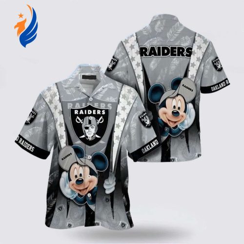 Get Ready for Game Day with the Las Vegas Raiders NFL Mickey Mouse Hawaiian Shirt - Perfect for Fans!