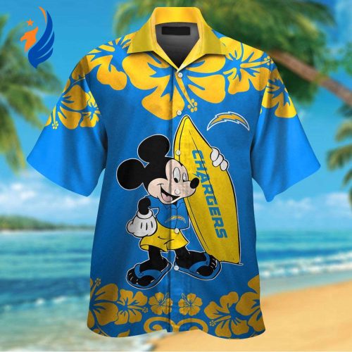 Stylish Los Angeles Chargers & Mickey Mouse Hawaiian Shirt – Perfect Blend of NFL and Disney Magic!