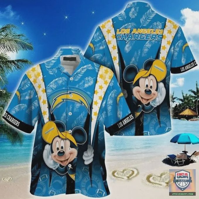 Get Game Day Ready with Los Angeles Chargers NFL Mickey Mouse Hawaiian Shirt