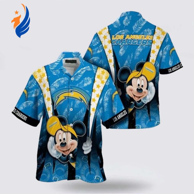 Show Your Team Spirit with Los Angeles Chargers NFL Mickey Mouse Hawaiian Shirt – Perfect for Fans!