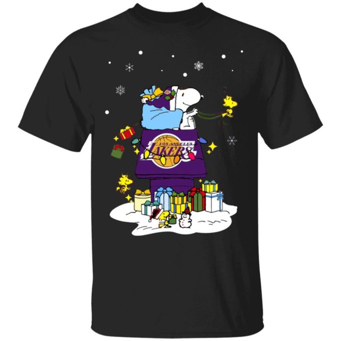 Get Festive with Los Angeles Lakers Santa Snoopy Merry Christmas Shirt – Limited Edition!