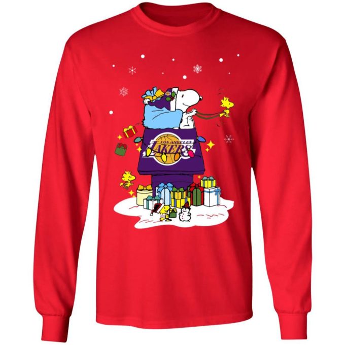 Get Festive with Los Angeles Lakers Santa Snoopy Merry Christmas Shirt – Limited Edition!