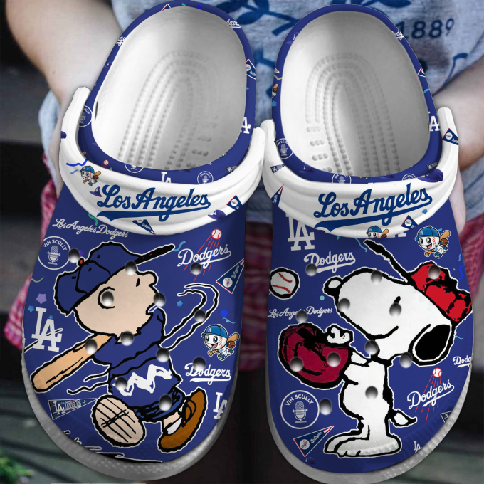 Love Los Angeles Baseball Team Snoopy Blue Clogs