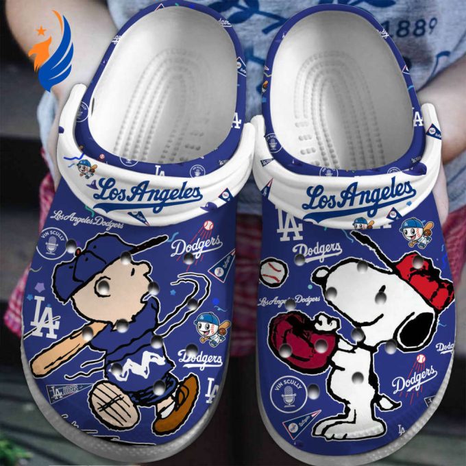 Love Los Angeles Baseball Team Snoopy Blue Clogs