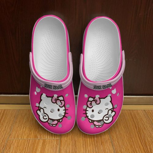 Lovely Hello Kitty Cartoon On Pink Unisex Classic Clogs For Fans Unisex Gifts 2024