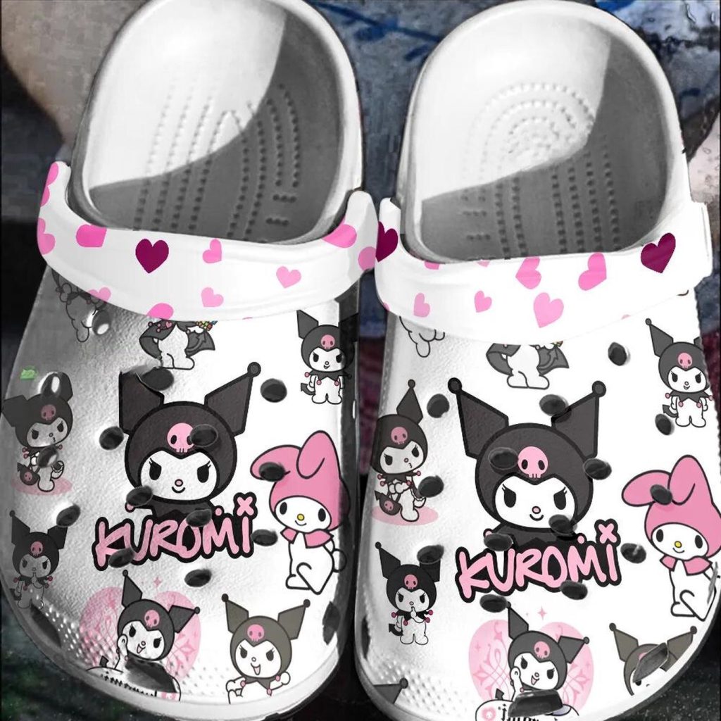 Lovely Kuromi Hello Kitty White Cartoon Clogs For Kids And Adults Lovely Kuromi Hello Kitty White Cartoon Clogs For Kids And Adults