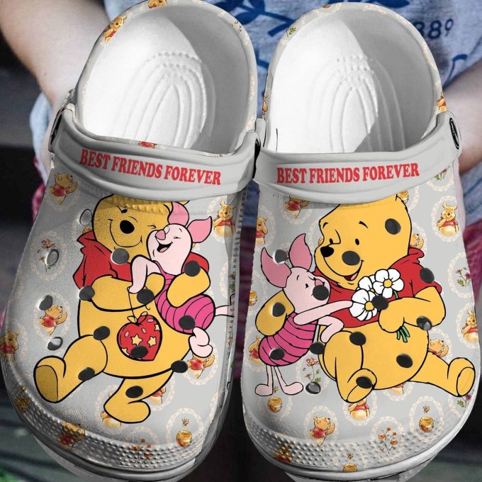 Lovely Winnie The Pooh And Piglet Love Flowers Clogs For Kids And Adults
