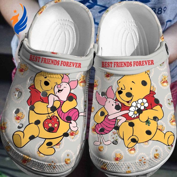 Lovely Winnie The Pooh And Piglet Love Flowers Clogs For Kids And Adults