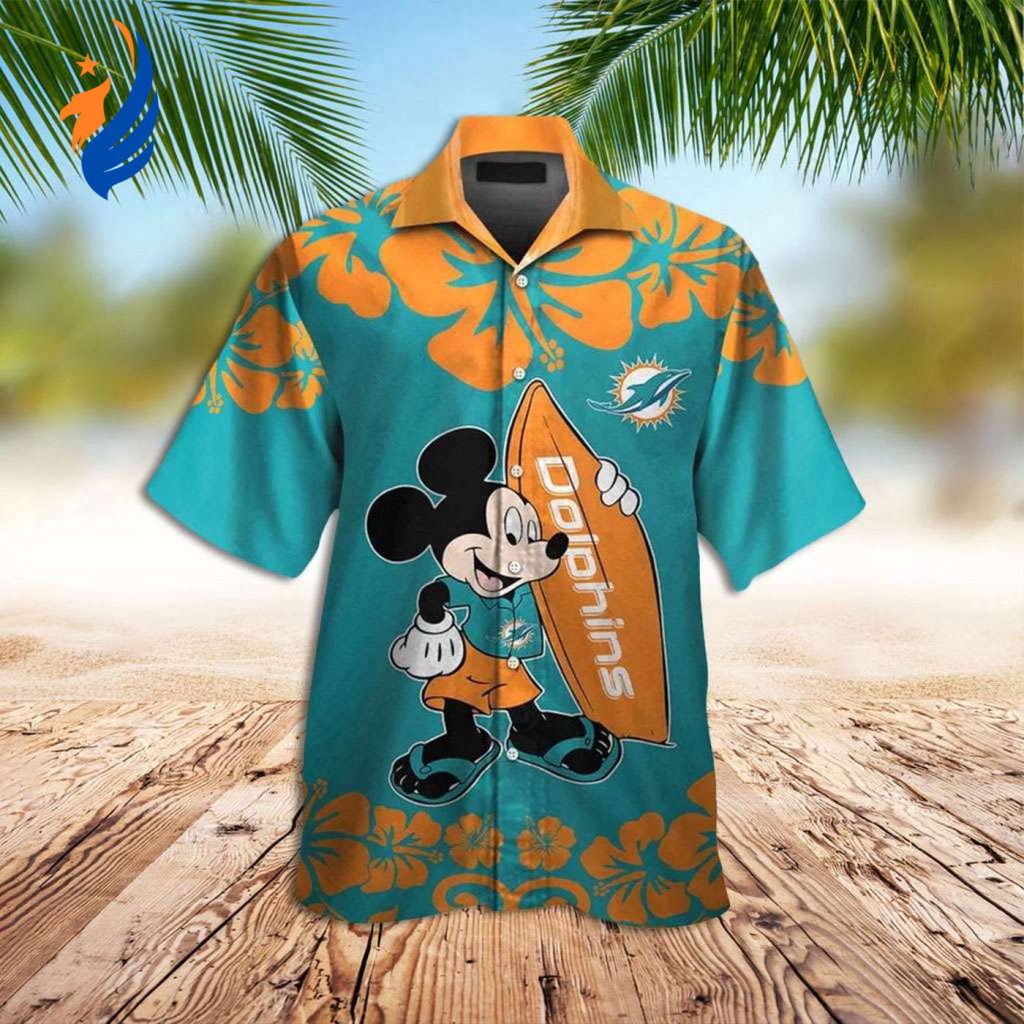 Miami Dolphins Hawaiian Shirt: Dolphins Mickey Mouse Design for a Tropical Twist! Miami Dolphins Hawaiian Shirt: Dolphins Mickey Mouse Design for a Tropical Twist!