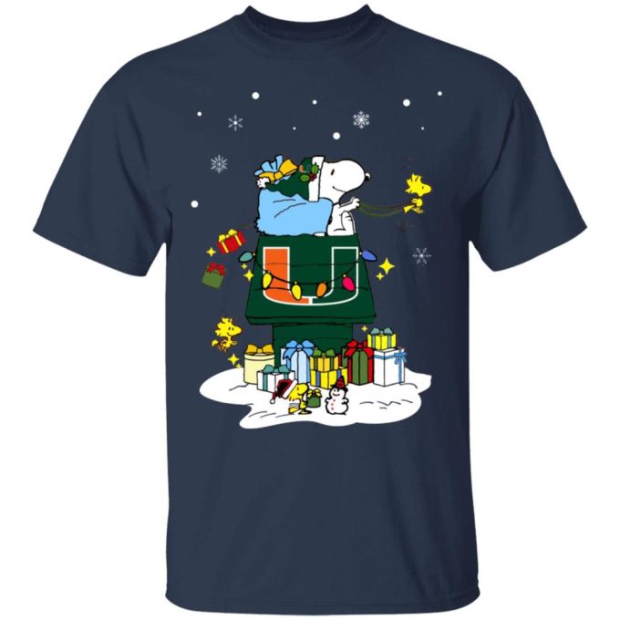 Get Festive with Miami Hurricanes Santa Snoopy Shirt – Wish You a Merry Christmas!