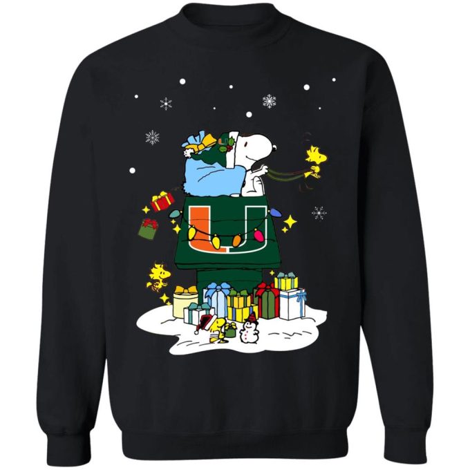 Get Festive with Miami Hurricanes Santa Snoopy Shirt – Wish You a Merry Christmas!