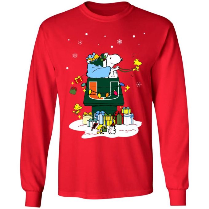 Get Festive with Miami Hurricanes Santa Snoopy Shirt – Wish You a Merry Christmas!