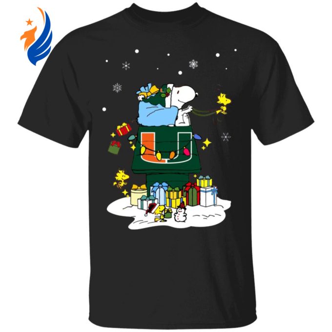Get Festive with Miami Hurricanes Santa Snoopy Shirt – Wish You a Merry Christmas!