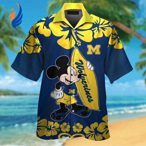 Michigan Wolverines & Mickey Mouse Hawaiian Shirt – Perfect Fan Gear for Disney & College Sports Enthusiasts!