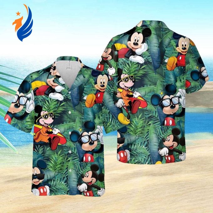Mickey Aloha Shirt: Green Hawaiian Vacation Shirt with Mickey Mouse Design Mickey Aloha Shirt: Green Hawaiian Vacation Shirt with Mickey Mouse Design