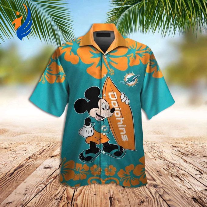 Mickey Mouse Hawaiian Shirt: Miami Dolphins Aloha Shirt with Dolphins Print Mickey Mouse Hawaiian Shirt: Miami Dolphins Aloha Shirt with Dolphins Print