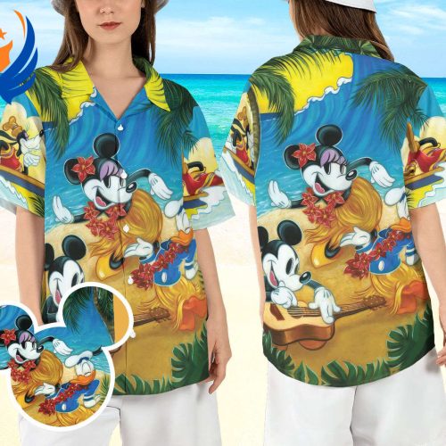 Mickey & Friends Beach Hawaiian Shirt Aloha Shirt for Donald s 90th Anniversary