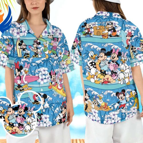 Disneyland Hawaiian Beach Shirt: Mickey & Friends Aloha Summer Vacation Button-up