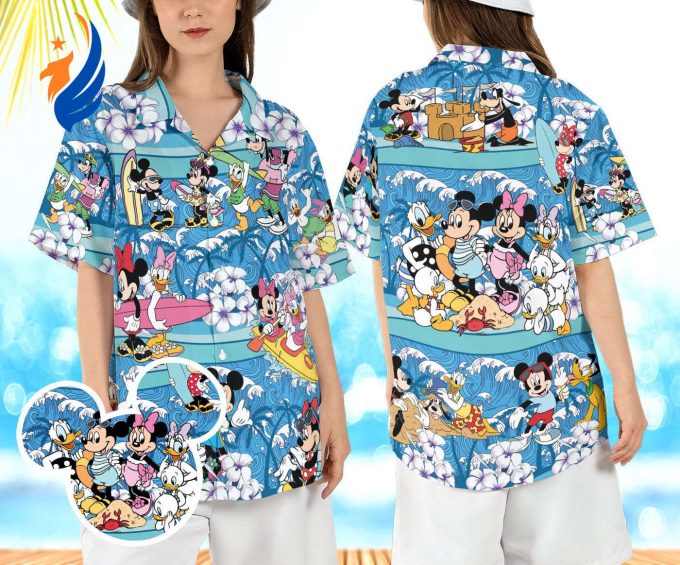 Disneyland Hawaiian Beach Shirt: Mickey & Friends Aloha Summer Vacation Button-up