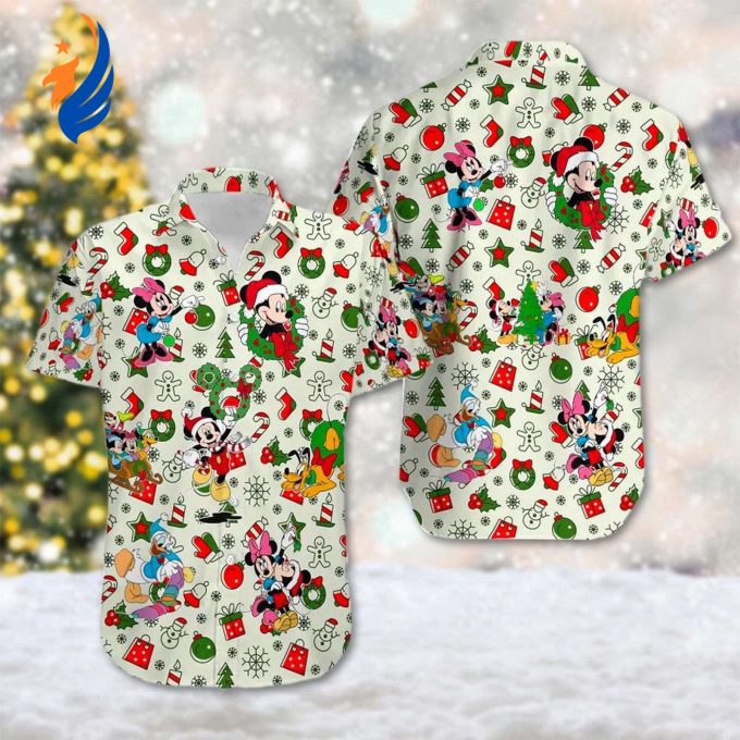 Magical Mickey and Friends Christmas Hawaiian Shirt: Minnie Goofy Donald Duck Button Up Xmas Party Magic Kingdom Tee