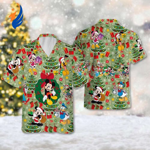 Mickey and Friends Christmas Tree Stocking Hawaii Shirt – Hawaiian Holiday Season Gift for Cartoon Xmas Magic Kingdom Shirt
