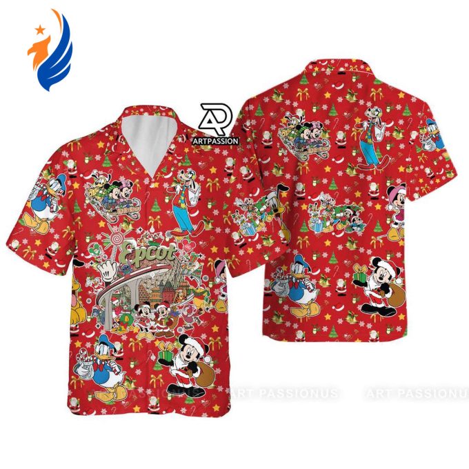 Mickey & Friends Hawaiian Christmas Shirt: Disney Epcot Button Up for Festive Holiday Vibes! Mickey & Friends Hawaiian Christmas Shirt: Disney Epcot Button Up for Festive Holiday Vibes!