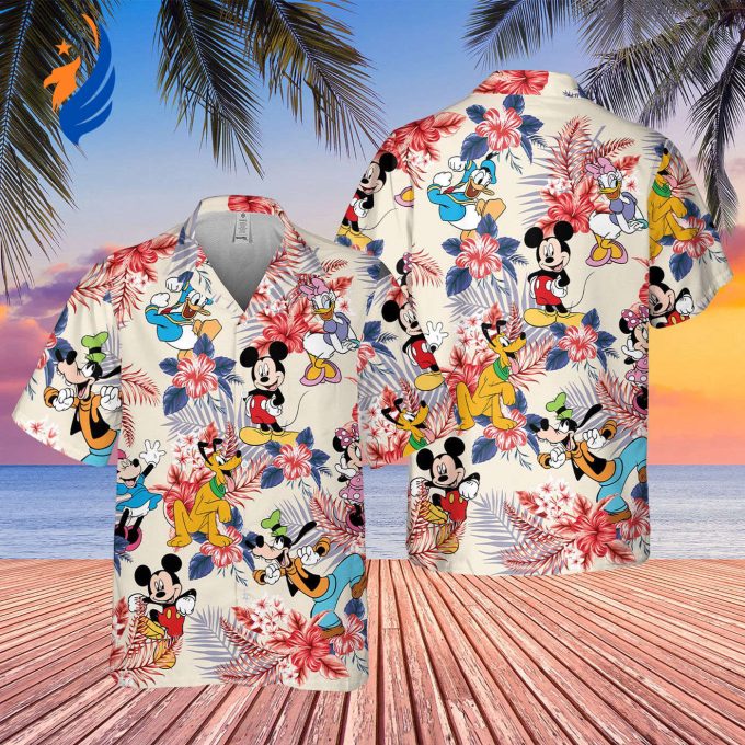 Mickey & Friends Hawaiian Shirt: Comfort Colors WDW 4th of July Vacation Shirt with Minnie Mouse for a Fun Summer!